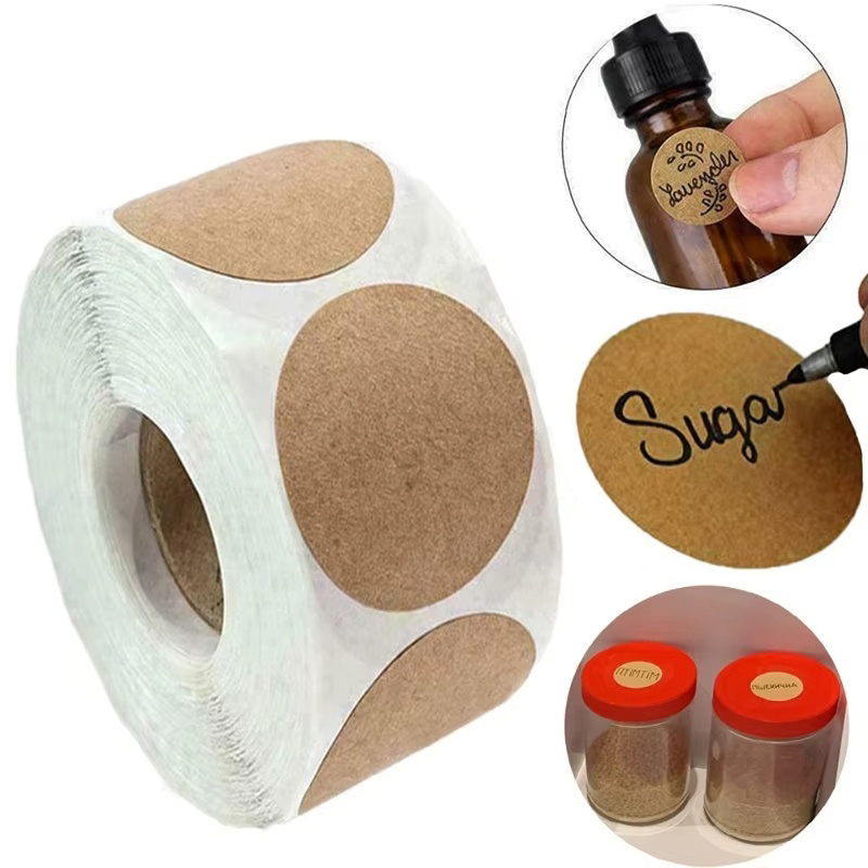Kitchen.Baking Labels - 1Roll Stickers Round Blank Self-adhesive Kraft