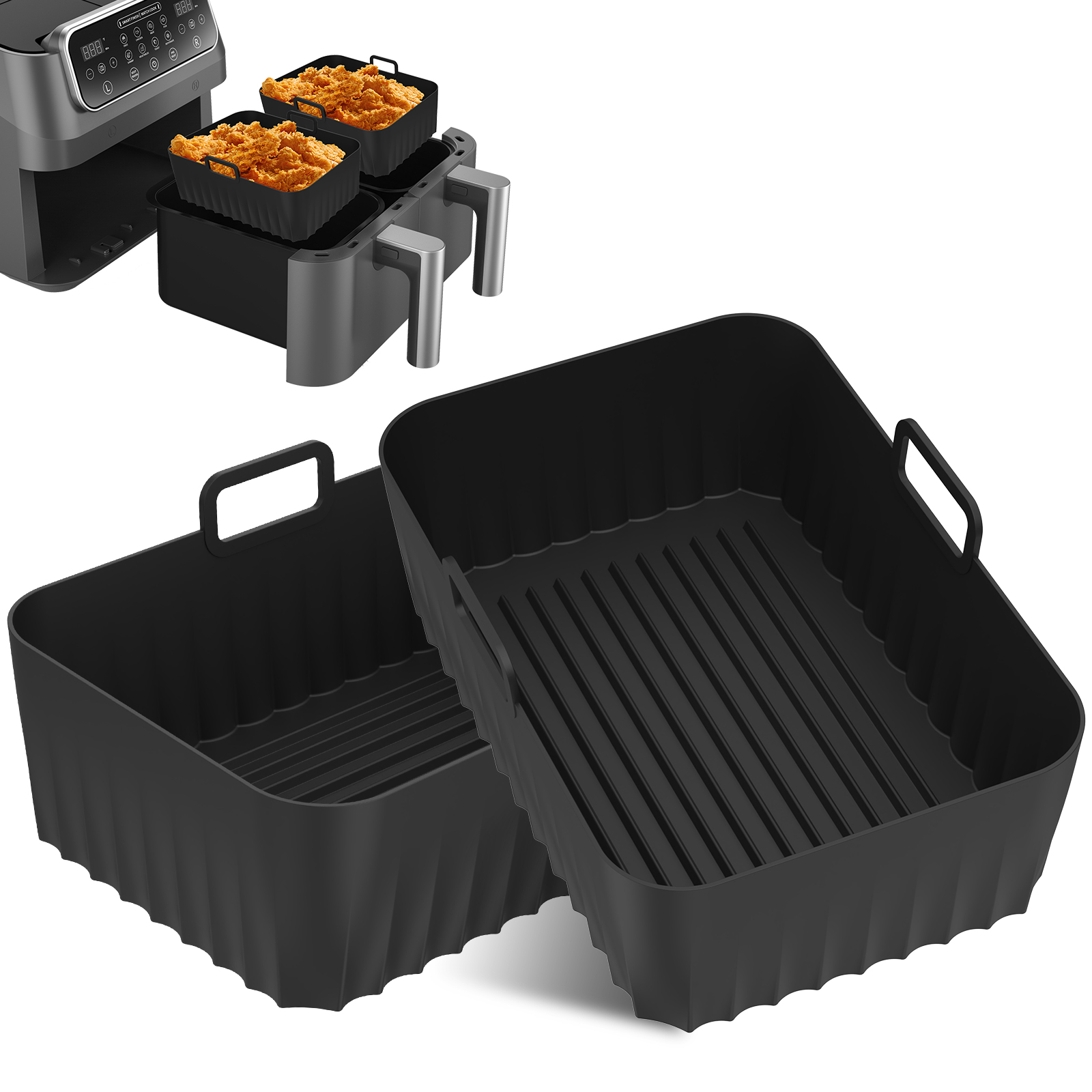 Kitchen Oven Baking Pans - Reusable Silicone Air Fryer Basket Liner