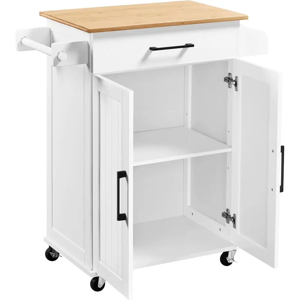White Rolling Kitchen Cart wit - đánh giá và giá Kitchen Queen
