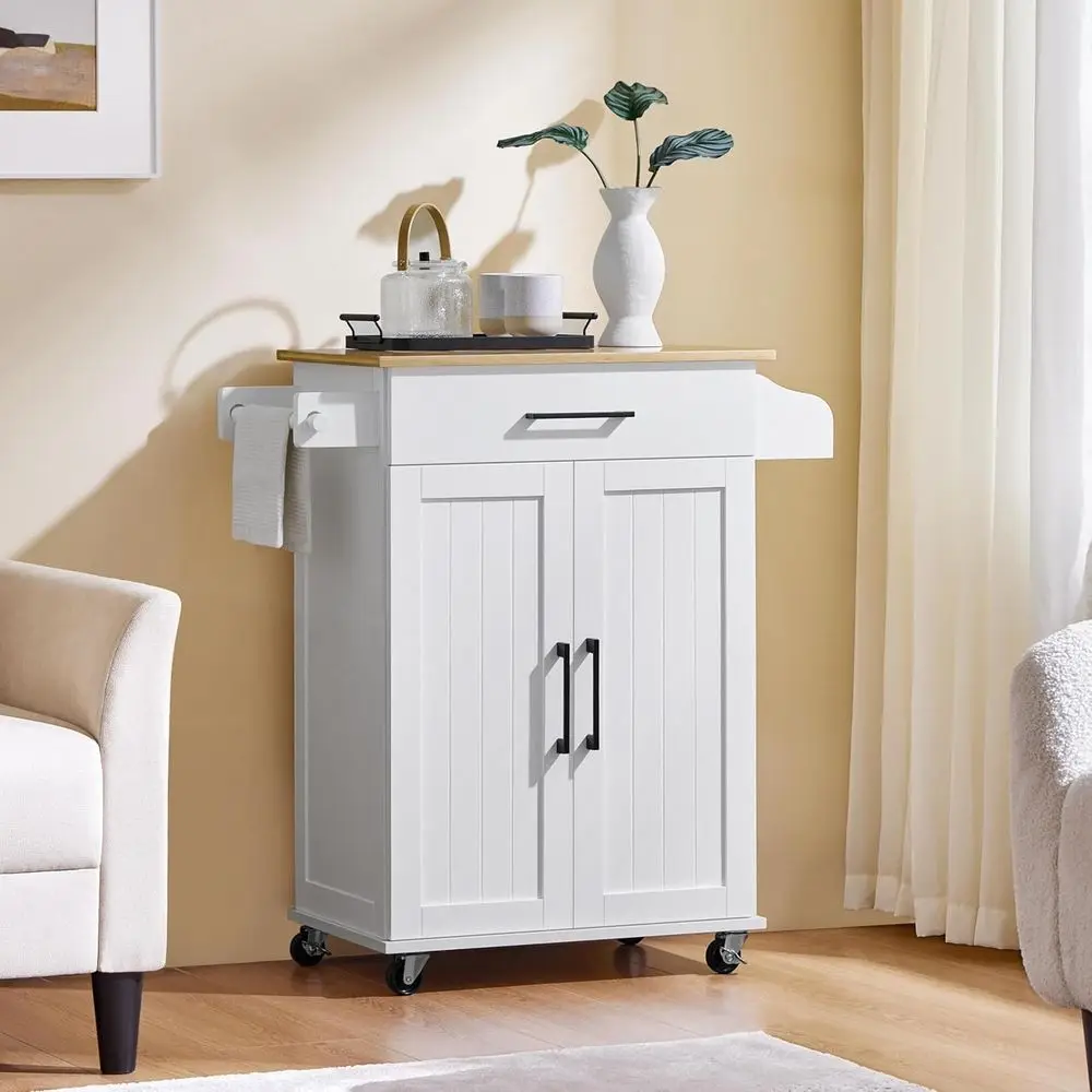 White Rolling Kitchen Cart wit - đánh giá và giá Kitchen Queen