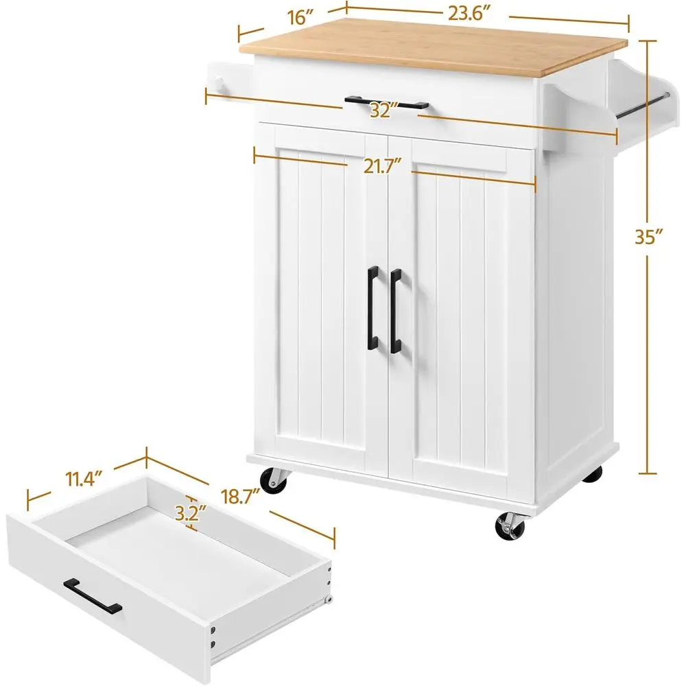 White Rolling Kitchen Cart wit - đánh giá và giá Kitchen Queen
