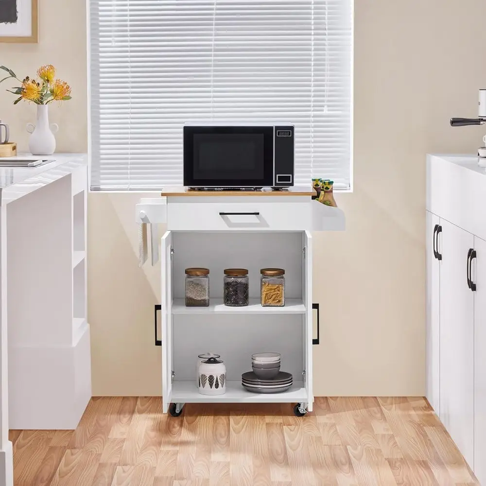 White Rolling Kitchen Cart wit - đánh giá và giá Kitchen Queen