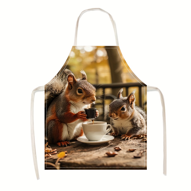 Linen Apron Squirrel Coffee Sc - đánh giá và giá Kitchen Baking Area Ideas